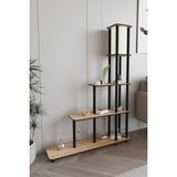 Escaleras Raflı Kitaplık Lambader Meşe