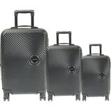 Escape Vlz 072-SET Abs 8 Tekerlekli Büyük, Orta, Kabin Boy Valiz, Bavul Seti, Siyah - Kabin + Orta + Büyük Boy