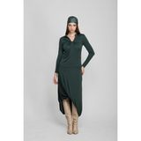 Escarel Zümrüt Yeşili Drapeli Asimetrik Kesim Midi Etek - 44