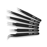 ESD Hassas Elektronik Cımbız Seti, Antistatik Çelik, 6 Parça, Profesyonel Tweezer Set