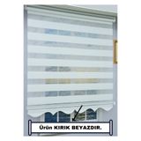 ESDEH KIRIK BEYAZ Pliseli Zebra Stor Perde - Eteği DİLİMLİ - Alüminyum Kasa ve Boru
