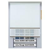 ESDEH Lazer Stor Perde - Kırık Beyaz Mat Stor Kumaşı - Renkli Çıta Detaylı - 30 cm Lazer Yüksekliği