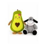 esdishopping Peluş Eşek + Avokado Kalp Desenli Yastık 2’li Set | Yumuşak Peluş Oyuncak ve Uyku Arkadaşı | Hediye Seti
