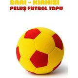 esdishopping Peluş Futbol Topu Sarı-Kırmızı Yumuşak Peluş Top 15x15 cm - Sarı - Kırmızı
