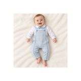 ese bebe Erkek Bebek Mavi Papyonlu Gömlek Görünümlü Salopet Tulum Özel Gün Mevlüt Kıyafeti