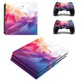 eSeeking PS4 Pro Konsol ve 2 ADET PS4 Pro Kontrol Kaplamaları Çıkartmaları Renkli Üçgenler için Tam Gövde Koruyucu Vinil Kaplama Çıkartması