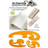 Eşel Takımı 3 lü Büyük Pistole Takımı ve 20 Adet Yağlı Kağıt Milaj Seti 1 Paket Eşel Cetveli Parşömen Kağıdı Moda Tasarı
