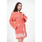 Eselba Barcelona Comfy Classy Kırmızı Kapşonlu Bambu Peştamal Kadın Bornoz L - XL