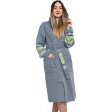 Eselba Lacivert - Yeşil Çizgili Fitty Model %100 Organik Pamuk Peştamal Bornoz Uniseks S/M - S - M