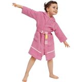 Eselba Pembe Sarı Çizgili %100 Organik Pamuk Çocuk Bornoz Kız/Erkek 5-7 Yaş - 6 - 7