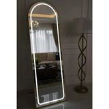 Esenhome DECOR Gold Çerçeveli Beyaz Ledli Oval Boy Aynası 60x180cm - Altın
