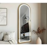Esenhome DECOR Gold Çerçeveli Beyaz Ledli Oval Duvar Aynası 60X180CM - Altın