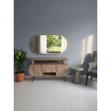 Esenhome DECOR Gold Çerçeveli Elips Duvar Aynası 60X120CM - Altın
