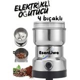 Esenliwe EsenLive Paslanmaz Çelik Kahve & Baharat Öğütücü Elektronik 220V Fişli Tek Parça Dayanıklı Yapı - Gri