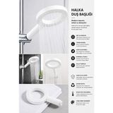 Esenliwe Halka Duş Başlığı – Yüksek Basınçlı Eşit Su Dağılımlı Modern Shower Head, Pla Duş Aparatı - Beyaz