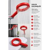 Esenliwe Halka Duş Başlığı – Yüksek Basınçlı Eşit Su Dağılımlı Modern Shower Head, Pla Duş Aparatı - Kırmızı