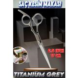 ESENLİWE Titanium Grey Profesyonel Berber Makası Düz Uçlu Makas 17 Cm 6.5 İnç