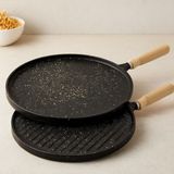 Eseno Select 34 cm Çift Taraflı Döküm Tava - Ahşap Saplı