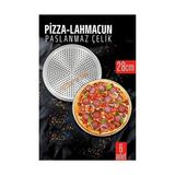 Eseno Select 6 Lı Paslanmaz Çelik Pizza-Lahmacun Tepsisi – Delikli Tasarım Ile Mükemmel Pişirme 28 cm 722