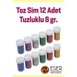 Eser kırtasiye Renkli Toz Sim 8 gr. Tuzluk Şekilli Karışık 1 Paket (12 Adet)