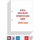 Eser Matbaa Dosya Delikli A4 Fotokopi Kağıdı 80 Gr. (5 Paket - 2500 Adet)
