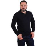 Eser - Polo Yaka Uzun Kol Penye İş Tişörtü - Cepli - Lacivert - XL