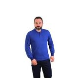 Eser - Polo Yaka Uzun Kol Penye Is Tisortu - Cepli - Saks Mavi