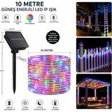 Eser Ticarett 10 Metre Güneş Enerjili Rgb LED Hortum Işık Kumandalı Su Geçirmez Bahçe Balkon Dış Mekan Aydınlatma