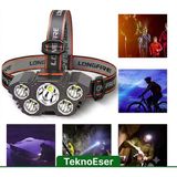 Eser Ticarett 5 LED USB Şarjlı Kafa Feneri Kamp Yürüyüş 4 Mod Ipx4 Su Geçirmez Fener