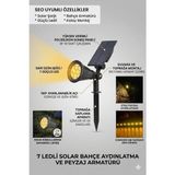 Eser Ticarett 7 Ledli Solar Bahçe Aydınlatma Armatürü Gün Işığı Peyzaj Lambası IP65 Su Geçirmez Güneş Enerjili