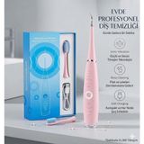 Eser Ticarett Elektrikli Diş Taşı Temizleme Cihazı Şarjlı | Ultrasonik Diş Temizleyici Scaler | Ev Tipi Diş Beyazlatma ve Plak Temizleme Seti - Pembe