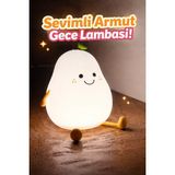 Eser Ticarett Sevimli Armut Tasarımlı Dokunmatik LED Gece Lambası | Şarjlı, Yumuşak Silikon, Renk Değiştiren Çocuk & Bebek Lambası - Gün Işığı
