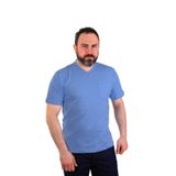 Eser - V Yaka Kısa Kol İş Tişörtü - Cepli - Açık Mavi