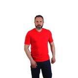 Eser - V Yaka Kısa Kol İş Tişörtü - Cepli - Regular Fit Kırmızı