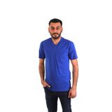 Eser - V Yaka Kisa Kol Is Tisortu - Cepli - Saks Mavi