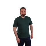 Eser - V Yaka Kısa Kol Penye İş Tişörtü - Cepli - Koyu Yeşil