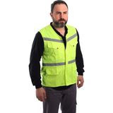 ESERIS Eser - V Yaka Fosforlu Harman Kumaş Yelek - Sarı
