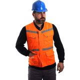 ESERIS Eser - V Yaka Fosforlu Harman Kumaş Yelek - Turuncu