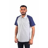 Eserıs - Polo Yaka Kısa Kol Pike Tişört - Bayrak Kol - Gri , Mavi