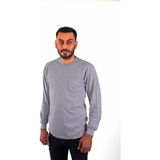 Eserıs V Yaka Uzun Kol Penye Iş Tişörtü Cepli Gri - 3XL