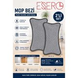Esero 2'li Mikrofiber Sprey Mop Bezi Yedek Temizlik Bezi 34X14 cm Yüksek Emiş Gücü Makinede Yıkanabilir Gri