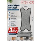 Esero 3'lü Mikrofiber Sprey Mop Bezi 34X15 cm Yedek Temizlik Bezi Yıkanabilir Yüksek Emicili Mop Pedi Gri