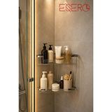 Esero 699 Model Premium Köşe Banyo Rafı 2 Katlı Paslanmaz Çelik Duşakabin Rafı Şampuanlık Banyo Organizer Gümüş