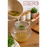 Esero Çelik Ince Tel Süzgeç Ahşap Saplı – Kakao, Pudra Şekeri, Un, Baharat ve Matcha Eleği