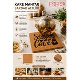 Esero Kare Mantar Bardak Altlığı 15,5 x 15,5 cm – Isıya Dayanıklı Dekoratif Kahve ve Çay Altlığı