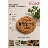 Esero Welcome Yazılı Doğal Mantar Bardak Altlığı 15,5 cm | Dekoratif Masa Koruyucu Bardak Altlığı