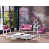 Esertrade Çay Seti Koltuk Takımı Özel Nubuk Kumaş 2+1+1 - Pembe
