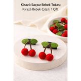 ESES BEBE Kirazlı Saçsız Bebek Tokası Kirazlı Bebek Çıtçıtlı 1 Çift
