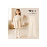 ESES BEBE Unisex Bebek Çocuk Pamuklu Düz Külotlu Çorap Tekli Açık Krem 0-11 Yaş