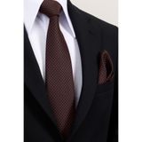 Esgue 8 Cm Hand Made Siyah - Kırmızı Nokta Desenli Mendilli Kravat